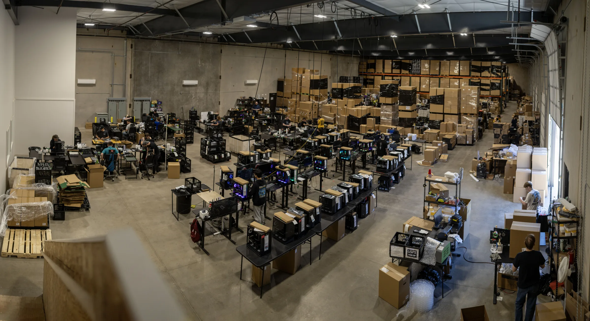 Wide view of the Andromeda Insights computer assembly floor in Oregon